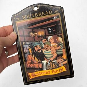 VTG Pub World Blackbeards Retreat British Pub 6"‎ Pirate Sign England Whitbread